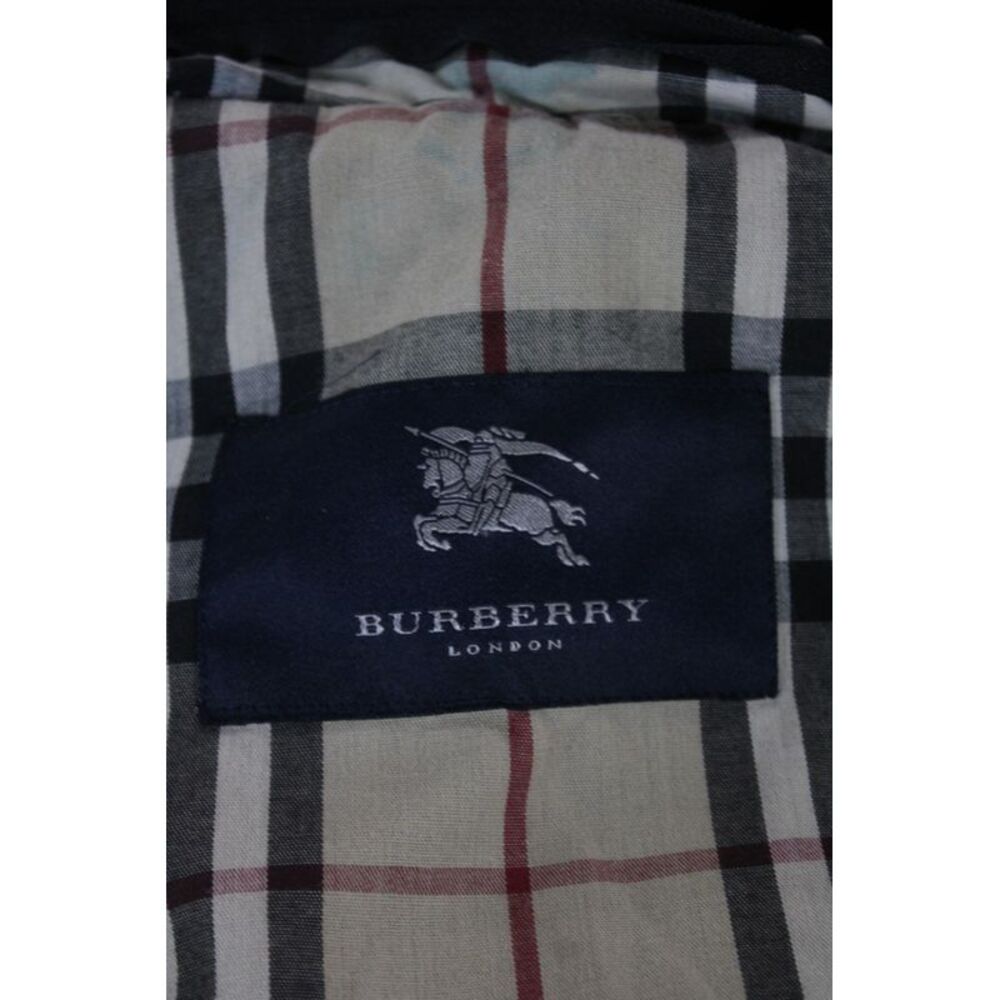 Burberry Womens Raincoat Black Cotton Check Snap Closure Size S - Picture 4 of 7